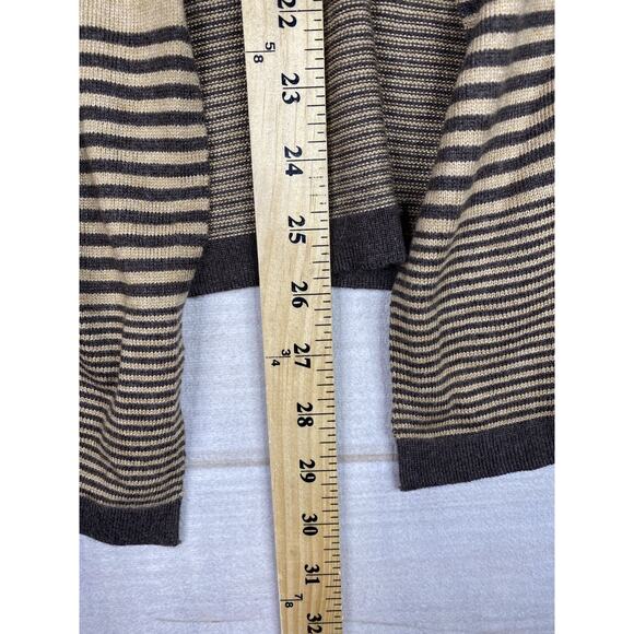 Sioni Cardigan Womens S Brown Stripe Cashmere Angora Sweater Open Front Stretch - Picture 6 of 7